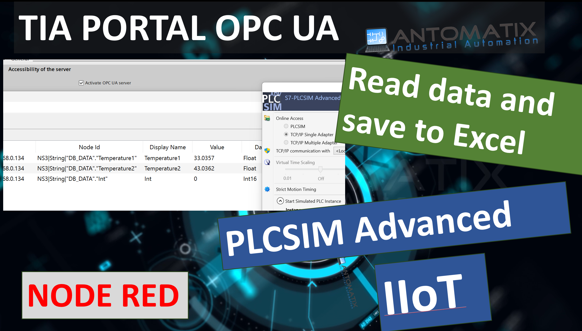 Connecting a Siemens PLC to an OPC UA Client. Node-red to Excel.