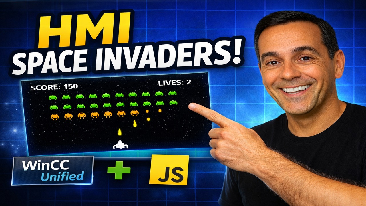 Space Invaders on a Siemens HMI: Building a Mini-Game in WinCC Unified (PC Runtime) with JavaScript